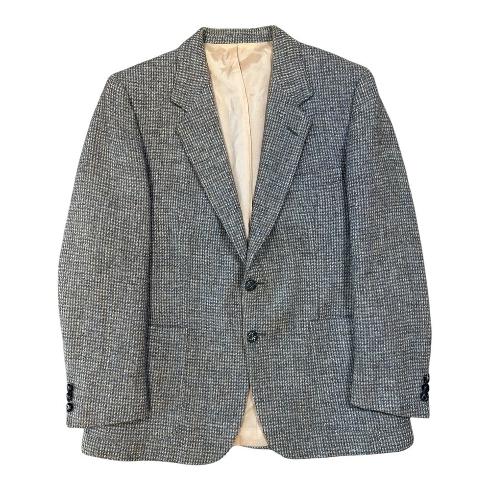 Harris Tweed Basketweave Blazer‎ Mens 42R Wool Sport Coat Vintage